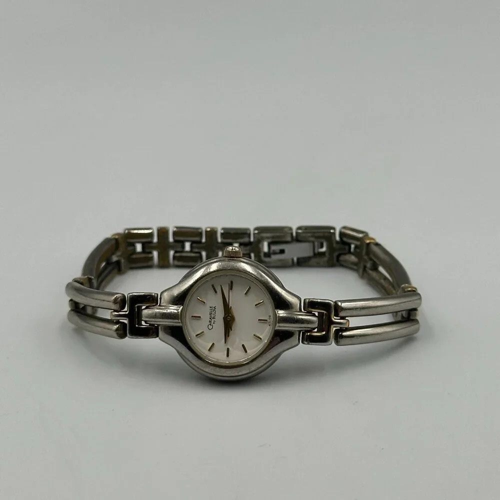 Caravelle by Bulova Watch Women Silver Gold Two Tone Small Dial 20MM New Battery